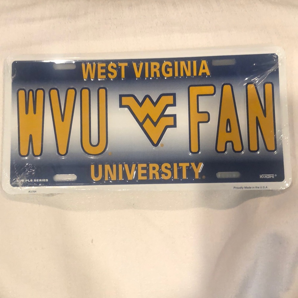 West Virginia University license plate tag
